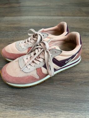 Gola Daytona Retro Sneakers Pink Clay Wine Suede Gum Sole Womens Size 7.5